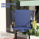 2-Piece Swivel Outdoor Bar Stools with Armrests, Navy Blue