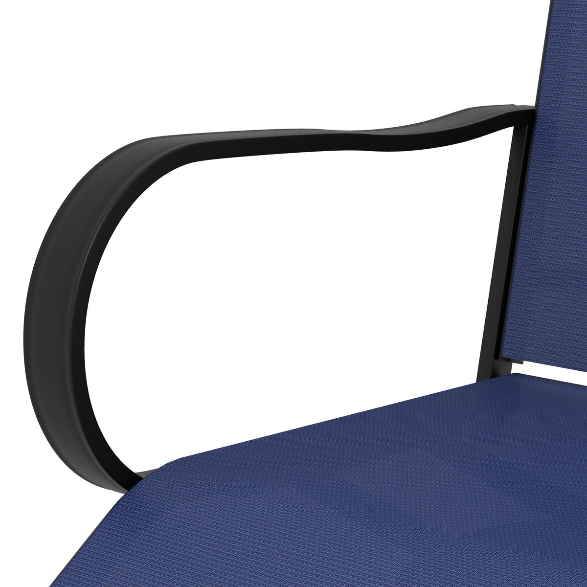2-Piece Swivel Outdoor Bar Stools with Armrests, Navy Blue