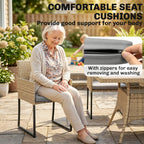 7-Piece Dark Grey Rattan Dining Set with WPC Table, 6 Chairs & Cushions