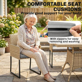 7-Piece Dark Grey Rattan Dining Set with WPC Table, 6 Chairs & Cushions