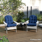 Tufted High-Back Adirondack Cushions Set of 2, Navy, with Ties & Non-Slip