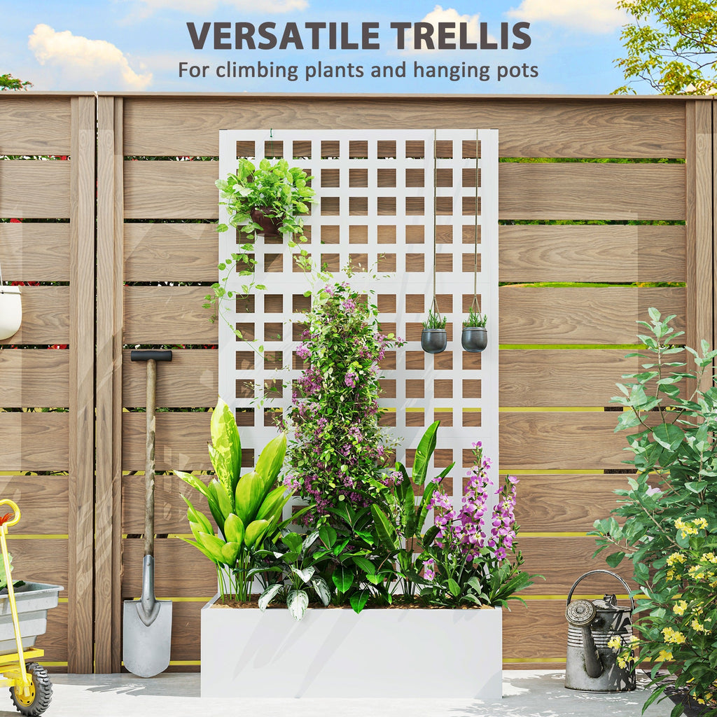 Galvanized Raised Garden Bed with Trellis, 35" x 16" x 70", White