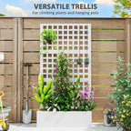 Galvanized Raised Garden Bed with Trellis, 35" x 16" x 70", White