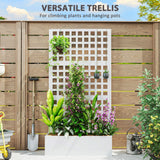 Galvanized Raised Garden Bed with Trellis, 35" x 16" x 70", White