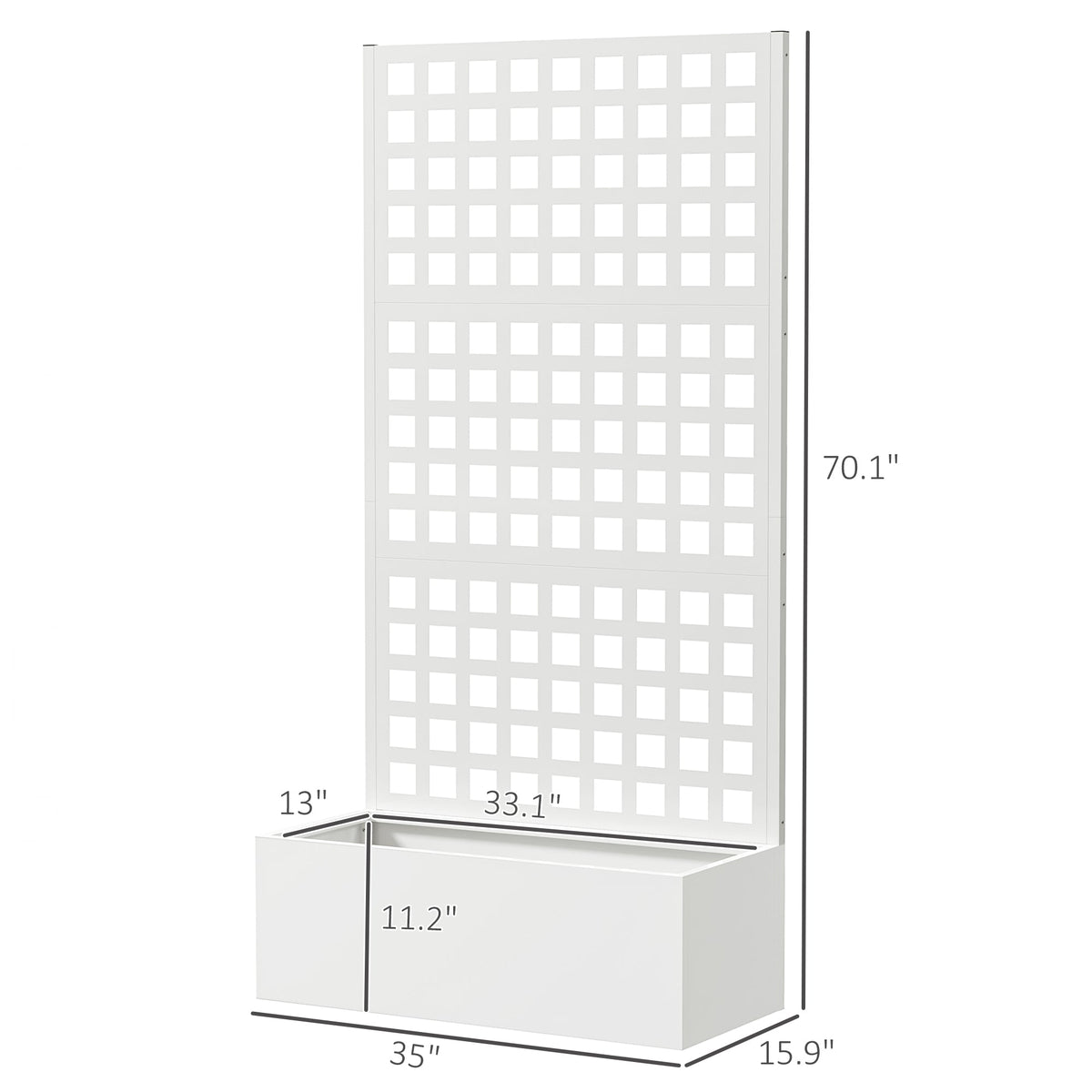 Galvanized Raised Garden Bed with Trellis, 35" x 16" x 70", White