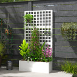 Galvanized Raised Garden Bed with Trellis, 35" x 16" x 70", White