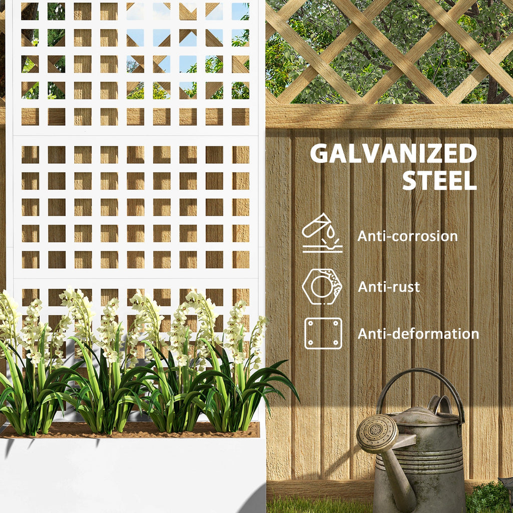Galvanized Raised Garden Bed with Trellis, 35" x 16" x 70", White