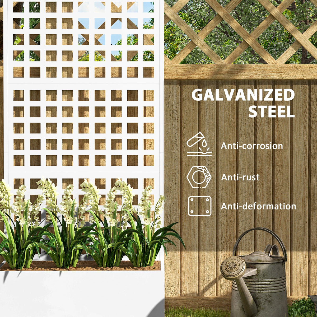 Galvanized Raised Garden Bed with Trellis, 35" x 16" x 70", White