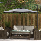 10ft Cantilever Patio Umbrella with 360° Rotation and Tilt, Grey