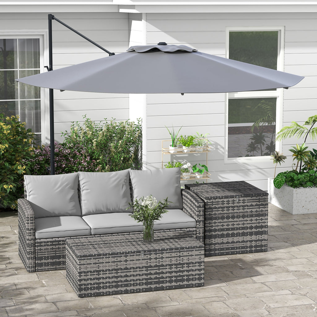 10ft Cantilever Patio Umbrella with 360° Rotation and Tilt, Grey
