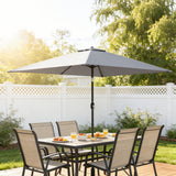 3 x 2 m Garden Parasol with Crank Handle and Tilt Function, Light Grey