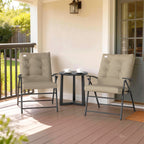 Set of 2 Folding Outdoor Dining Chairs with Adjustable Backrest, Khaki