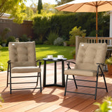 Set of 2 Folding Outdoor Dining Chairs with Adjustable Backrest, Khaki