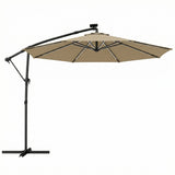 3 m Cantilever Parasol with Solar LED Light, Cover & 360° Rotation, Khaki