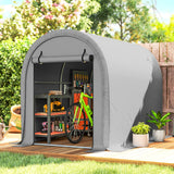 8' x 5' Portable Shed with Roll-up Zipper Door, Light Grey