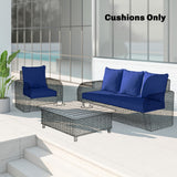 Set of 4 Outdoor Chair Cushions, 24" x 24", Navy Blue