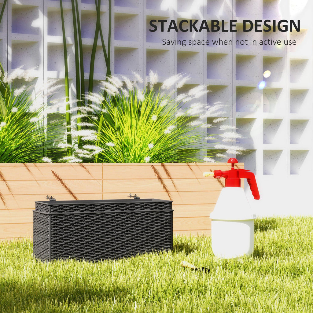 2 Pack 20" Railing Planter Boxes with Hooks and Drainage, Black