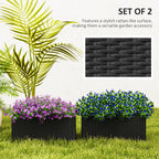 2 Pack 20" Railing Planter Boxes with Hooks and Drainage, Black