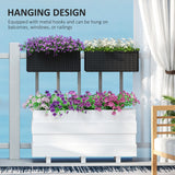 2 Pack 20" Railing Planter Boxes with Hooks and Drainage, Black