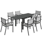 7 Piece Outdoor Dining Set with Extendable Table and Stackable Chairs