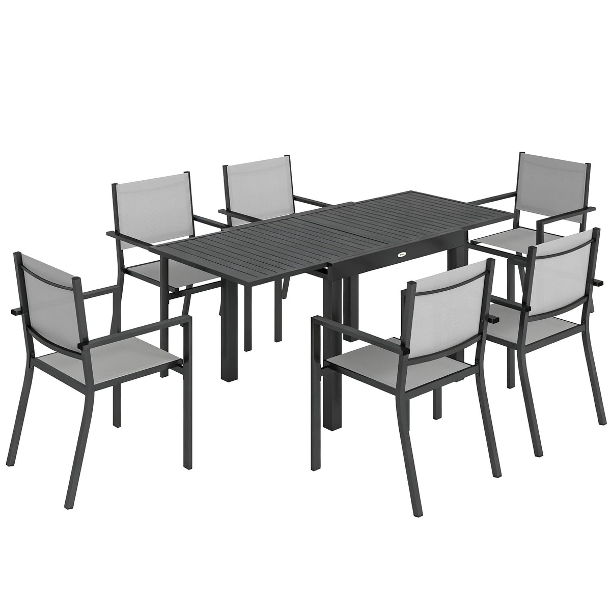 7 Piece Outdoor Dining Set with Extendable Table and Stackable Chairs