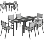 7 Piece Outdoor Dining Set with Extendable Table and Stackable Chairs