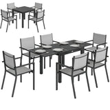 7 Piece Outdoor Dining Set with Extendable Table and Stackable Chairs