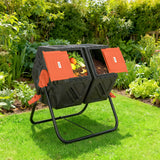 34.5 Gallon Dual Chamber Compost Tumbler with Steel Legs, Orange