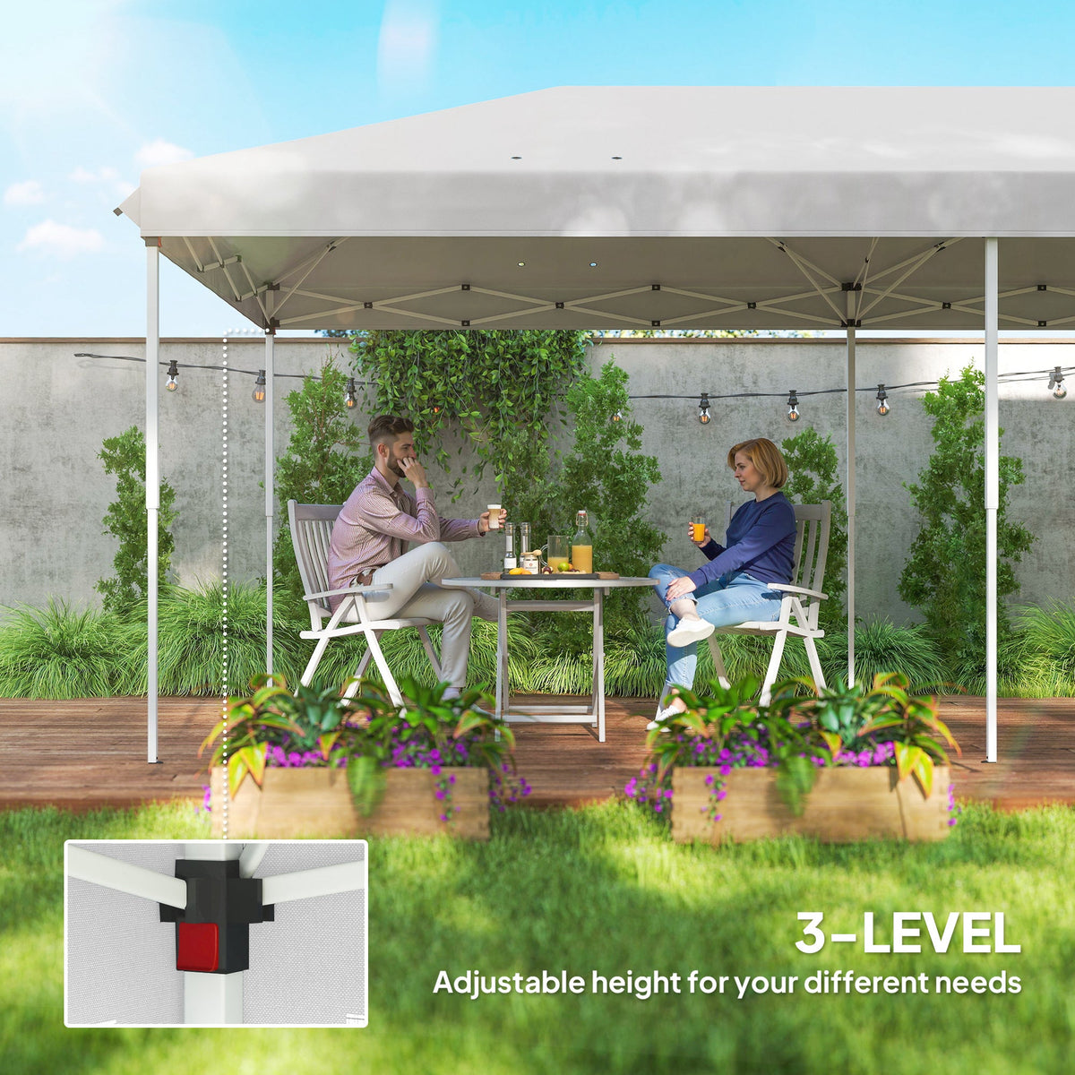 10' x 20' Pop-Up Canopy Tent with Removable Mesh Sidewalls and Carry Bag, White