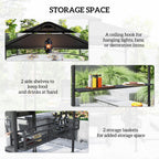 8' x 5' Grill Gazebo with Shelves and Baskets, Dark Gray