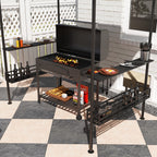 8' x 5' Grill Gazebo with Shelves and Baskets, Dark Gray