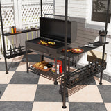 8' x 5' Grill Gazebo with Shelves and Baskets, Dark Gray