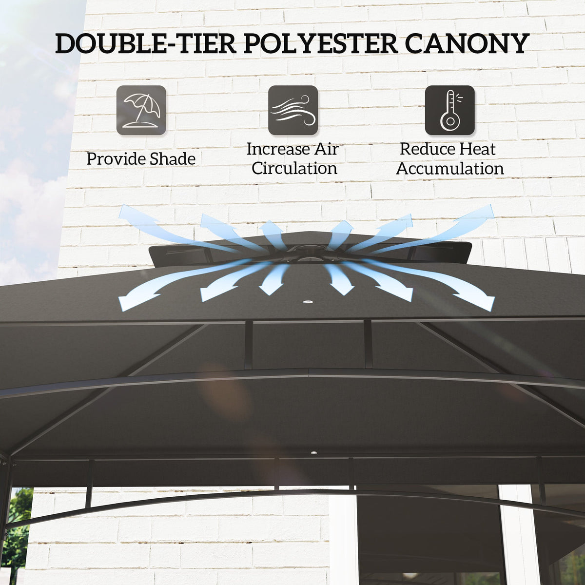 8' x 5' Grill Gazebo with Shelves and Baskets, Dark Gray