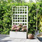 24" x 9" x 44.5" Raised Garden Bed with Trellis and Drainage, White