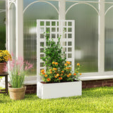 24" x 9" x 44.5" Raised Garden Bed with Trellis and Drainage, White