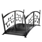 1.2M Metal Garden Bridge with Safety Railings, Black