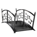 1.2M Metal Garden Bridge with Safety Railings, Black