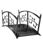 1.2M Metal Garden Bridge with Safety Railings, Black