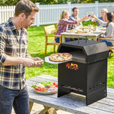 3-in-1 Wood-Fired Pizza Oven with Stone & Peel for Charcoal Grill, Black