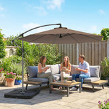 3 m Cantilever Parasol with Weights, Cover & Cross Base, Coffee