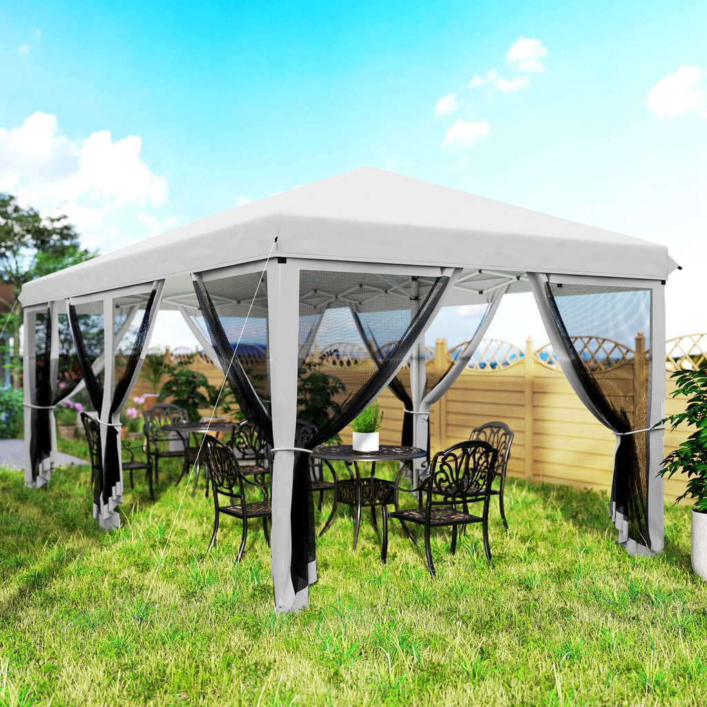 10' x 20' Pop-Up Canopy Tent with Removable Mesh Sidewalls and Carry Bag, White