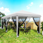 10' x 20' Pop-Up Canopy Tent with Removable Mesh Sidewalls and Carry Bag, White