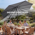 2.7 m Garden Parasol with Cross Base, Sandbag and Tilt, Light Grey
