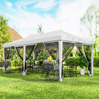 10' x 20' Pop-Up Canopy Tent with Removable Mesh Sidewalls and Carry Bag, White