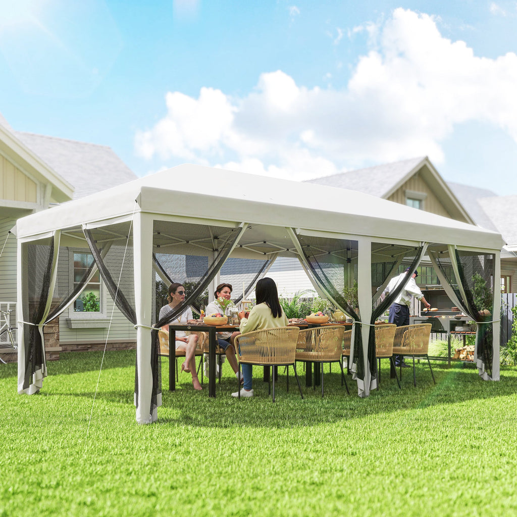 10' x 20' Pop-Up Canopy Tent with Removable Mesh Sidewalls and Carry Bag, White