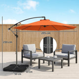 3 m Cantilever Parasol with Weights, Cover & Cross Base, Orange