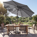 2.7 m Garden Parasol with Cross Base, Sandbag and Tilt, Light Grey