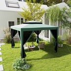 10' x 10' Canopy Tent with Mesh Netting and Double Tier Roof, Green