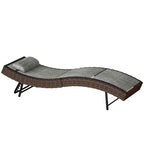 Rattan Sun Lounger with S-Shaped Seat and 5-Position Backrest, Brown