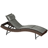 Rattan Sun Lounger with S-Shaped Seat and 5-Position Backrest, Brown